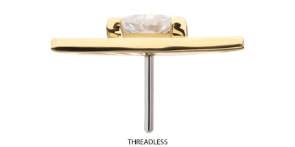 Invictus 14Kt Yellow Gold Threadless Prong Set Triangle CZ Gem on a Radiant Triangle Shape Top