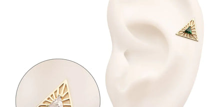 Invictus 14Kt Yellow Gold Threadless Prong Set Triangle CZ Gem on a Radiant Triangle Shape Top