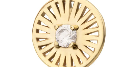 Invictus 14Kt Yellow Gold Threadless Prong Set Round CZ Gem on a Radiant Round Shape Top