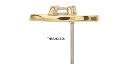 Invictus 14Kt Yellow Gold Threadless Prong Set Round CZ Gem on a Radiant Round Shape Top