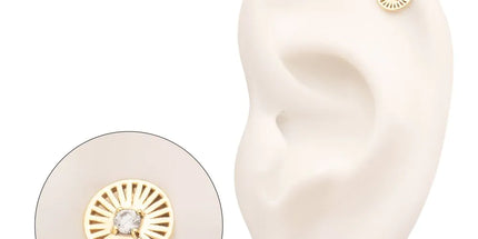 Invictus 14Kt Yellow Gold Threadless Prong Set Round CZ Gem on a Radiant Round Shape Top