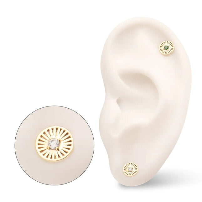 Invictus 14Kt Yellow Gold Threadless Prong Set Round CZ Gem on a Radiant Round Shape Top