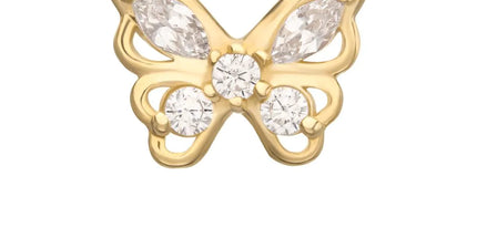 Invictus 14Kt Gold Threadless 3D Butterfly Round & Marquise Gem Top