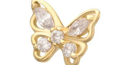 Invictus 14Kt Gold Threadless 3D Butterfly Round & Marquise Gem Top