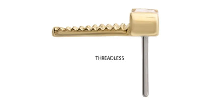 Invictus 14Kt Gold Threadless Triangular Baguette Gem Top