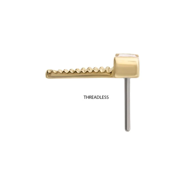 Invictus 14Kt Gold Threadless Triangular Baguette Gem Top