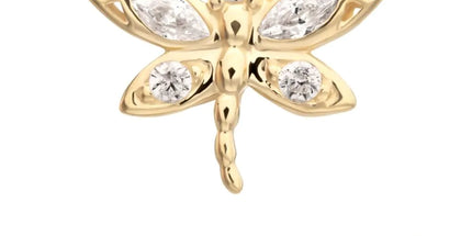 Invictus 14Kt Yellow Gold Threadless Marquise Wing Dragonfly Top