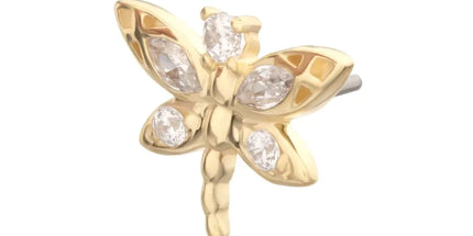 Invictus 14Kt Yellow Gold Threadless Marquise Wing Dragonfly Top