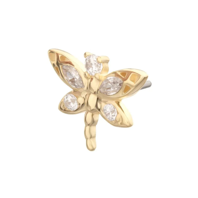 Invictus 14Kt Yellow Gold Threadless Marquise Wing Dragonfly Top