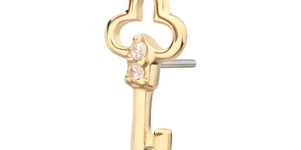 Invictus 14Kt Yellow Gold Threadless Precision-shaped Key Top with Prong Set CZ Gem
