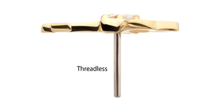 Invictus 14Kt Yellow Gold Threadless Precision-shaped Key Top with Prong Set CZ Gem