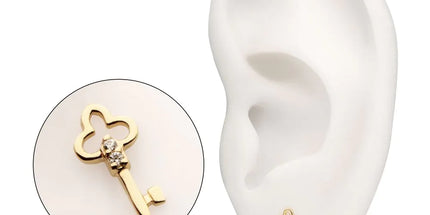 Invictus 14Kt Yellow Gold Threadless Precision-shaped Key Top with Prong Set CZ Gem