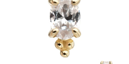 Invictus 14Kt Yellow Gold Threadless Prong Set Oval Gem with Tri-bead Top