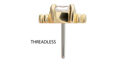 Invictus 14Kt Yellow Gold Threadless Prong Set Oval Gem with Tri-bead Top