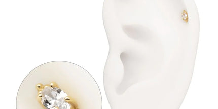 Invictus 14Kt Yellow Gold Threadless Prong Set Oval Gem with Tri-bead Top