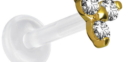 18ct Gold Jewelled Trinity Bioplast Labret