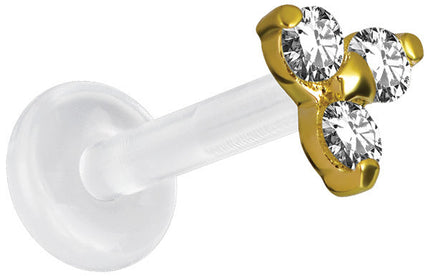 18ct Gold Jewelled Trinity Bioplast Labret