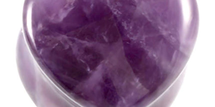 Amethyst Flat Carved Heart Plug 4 mm to 26mm