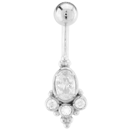 Steel Jewelled Bead Cluster Navel in Silver and Gold colours