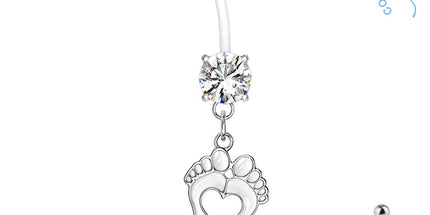 Bio Flex Double Jewelled Baby Feet Navel Pink