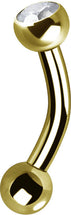 GOLD PVD TITANIUM INTERNAL MICRO BANANA W.PREMIUM ZIRCONIA 2.5mm