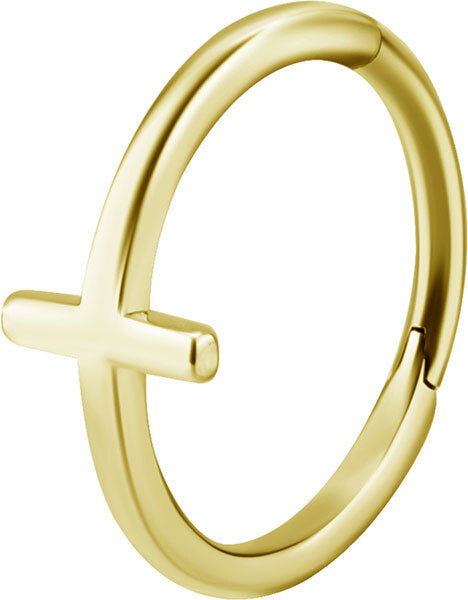 Bright Gold Cross Hinged Conch Ring