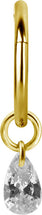 Bright Gold Hinged Segment Ring Pear Drop Charm