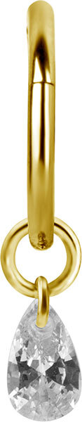Bright Gold Hinged Segment Ring Pear Drop Charm