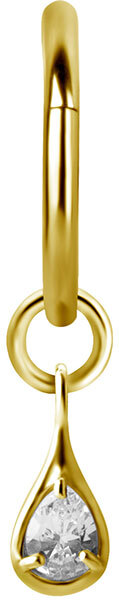 Bright Gold Hinged Segment Ring Tear Drop Charm