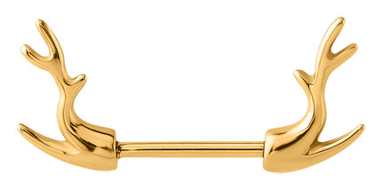 Deer Horn Nipple Barbell - in Gold, Rose Gold & Silver