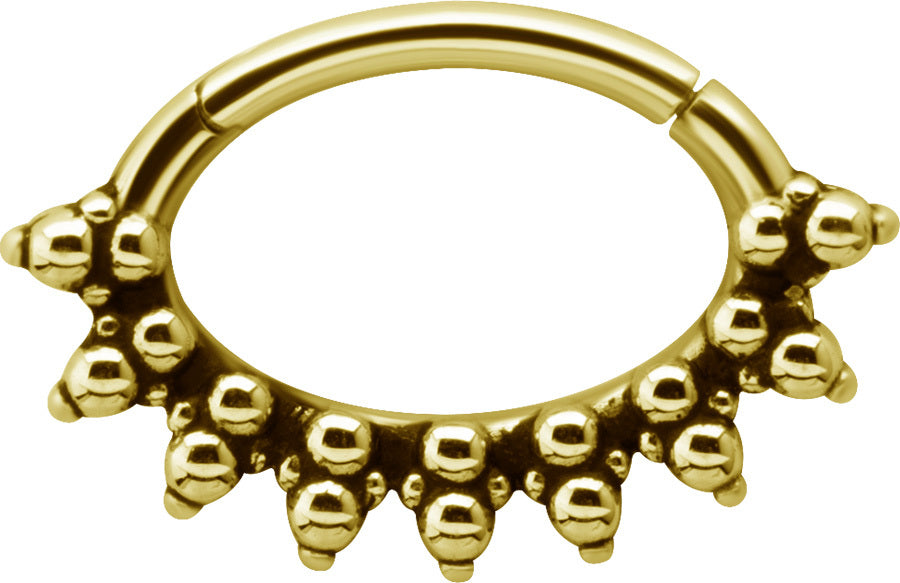 Bright Gold Daith Clicker Tribal Beaded