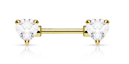 Gold PVD Clear Jewelled Heart Nipple Bar