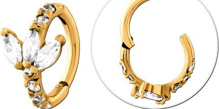 Gold PVD coated surgical steel jewelled multi-purpose clicker.
