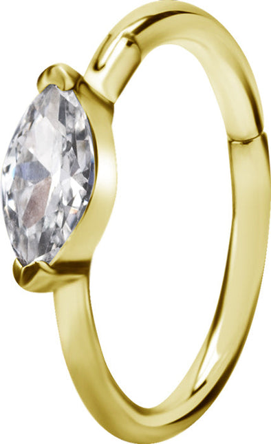 Bright Gold Jewelled Angled Marquise Hinged Conch Ring