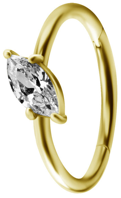 Bright Gold Jewelled Marquise Hinged Conch Ring