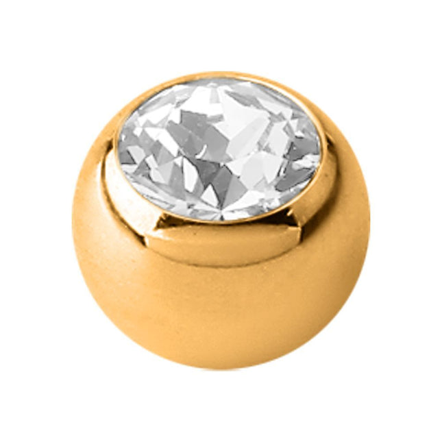 Bright Gold Screw on Jewelled Balls