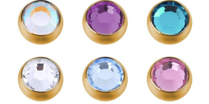 Bright Gold Screw on Jewelled Balls