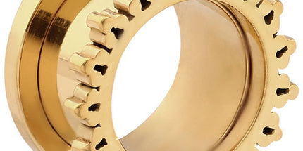 Bright Gold PVD Ornate Sun Threaded Tunnel