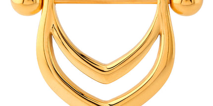 V Nipple Shield Barbell in Silver, Gold, Black & Rose Gold