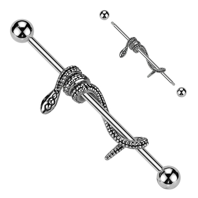 Industrial Barbell with Snake Wrapped Bar