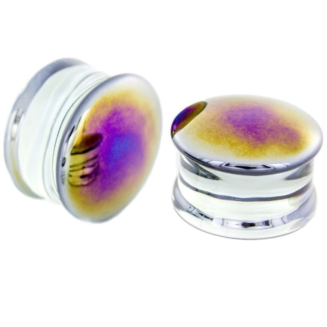Black Pearl Double Flared Glass Plugs