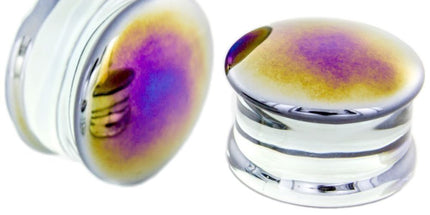 Black Pearl Double Flared Glass Plugs