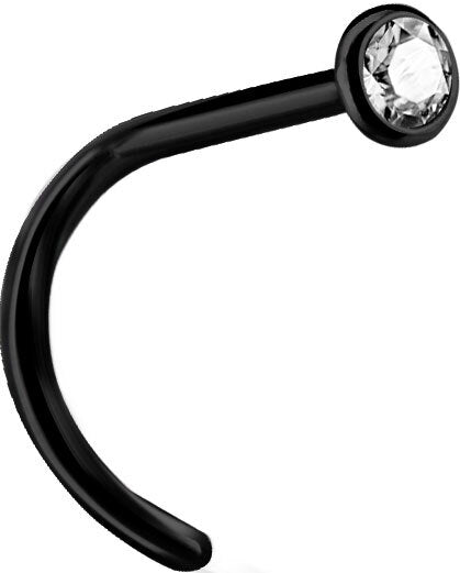 Black Steel Jewelled Nose Studs
