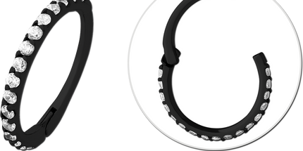 Black PVD coated surgical steel clear jewelled multi purpose clicker