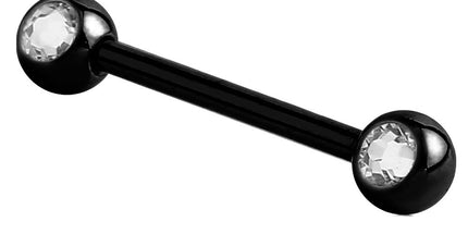 Black Steel Double Jewelled Nipple Barbell