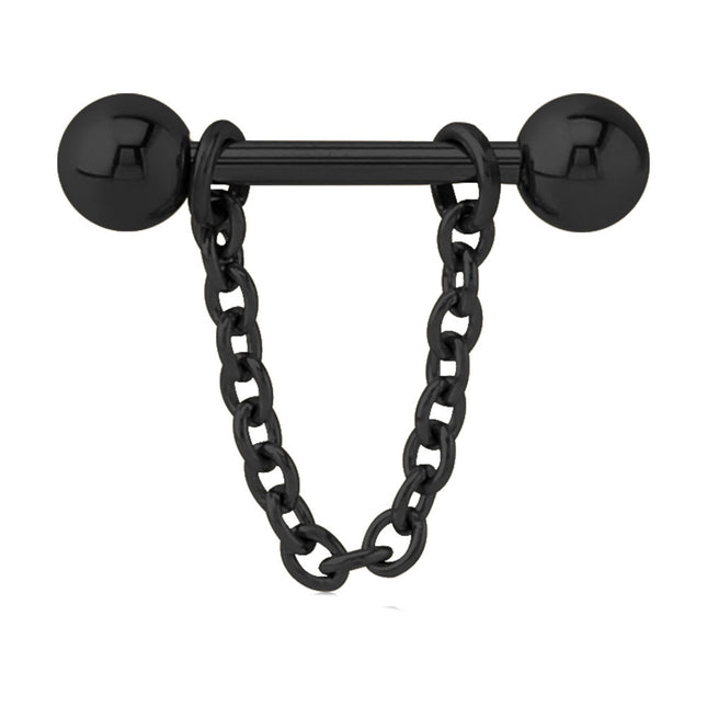 Black Steel Chain Nipple Barbell