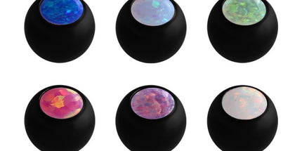 Black Steel Jewelled Ball with Synthetic Opal