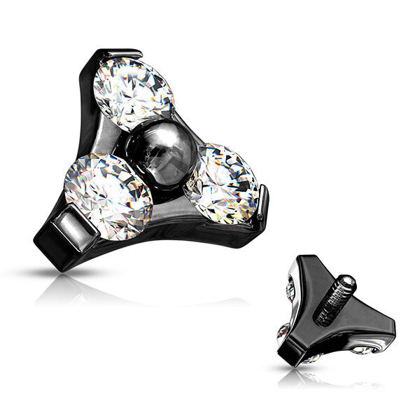Black Steel Trinity Prong Set Attachment for Internally Threaded Jewellery
