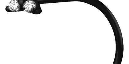 Black Steel PVD Prong Set Trinity Nose Stud