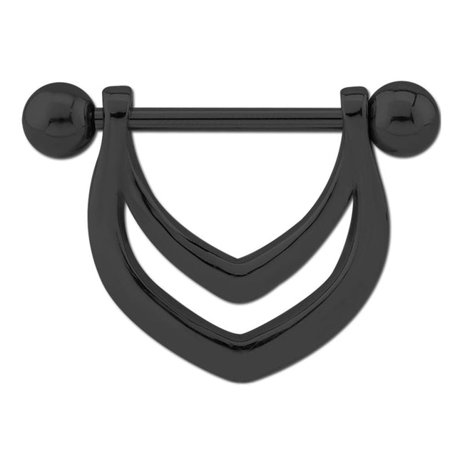 V Nipple Shield Barbell in Silver, Gold, Black & Rose Gold